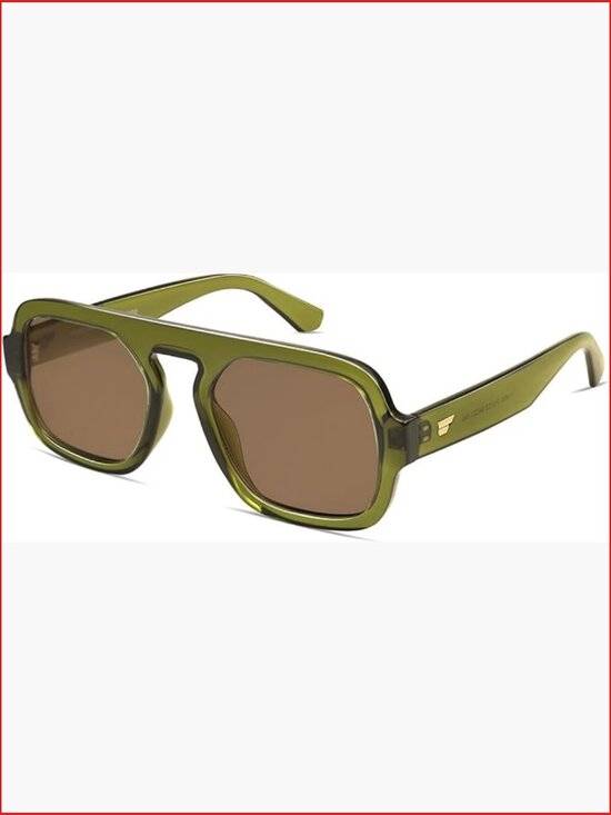 Retro Square Aviator Sunglasses with UV400 Protection Flat Top Rectangle